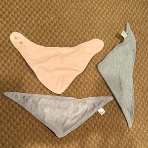 Set of Three Snap Bibs in Pink and Gray